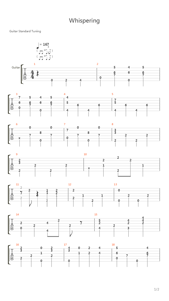 Whispering吉他谱