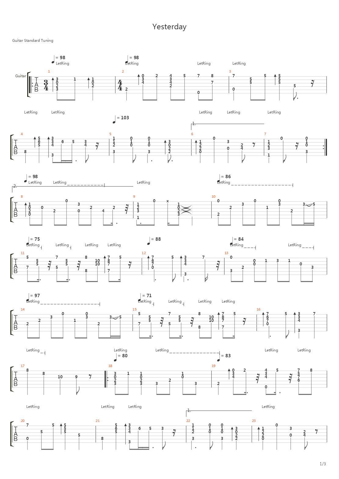 Yesterday吉他谱