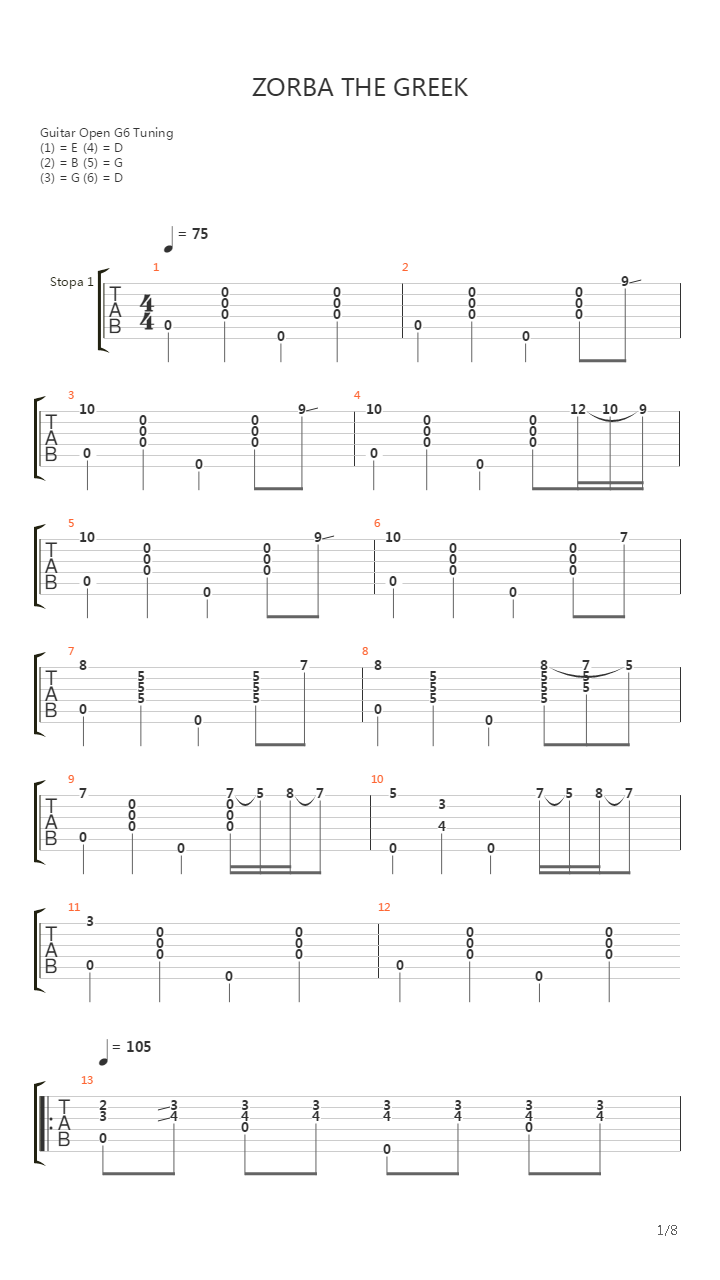 Zorba The Greek吉他谱