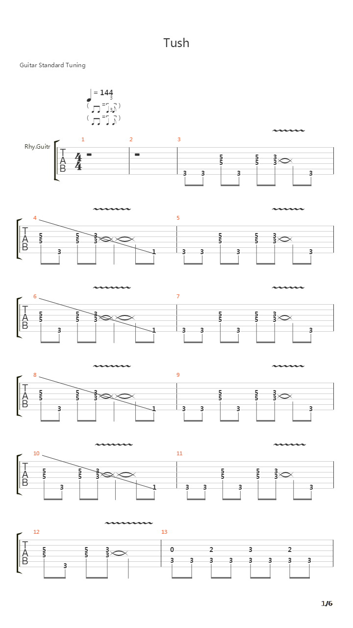 Tush吉他谱