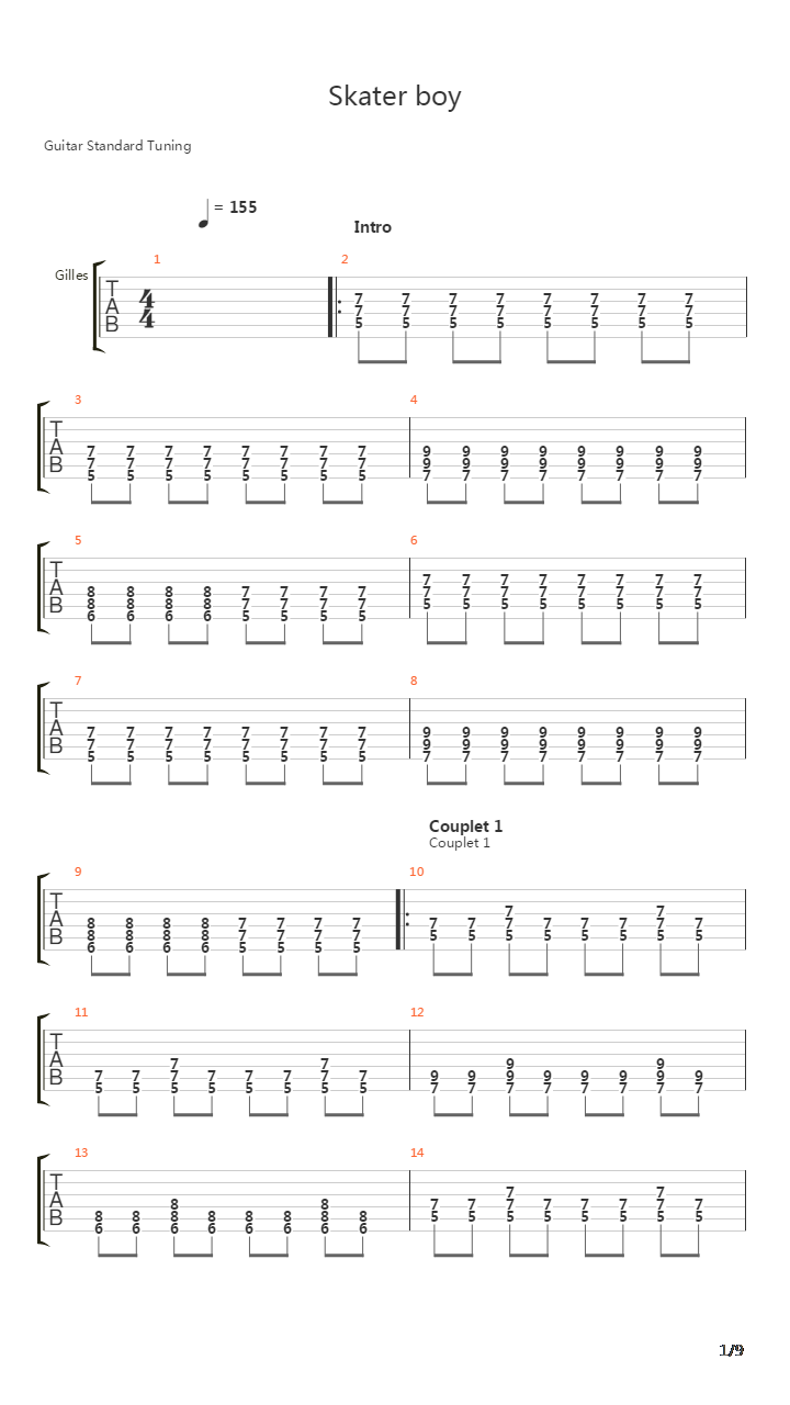 Sk8er Boi(Skater Boy)吉他谱