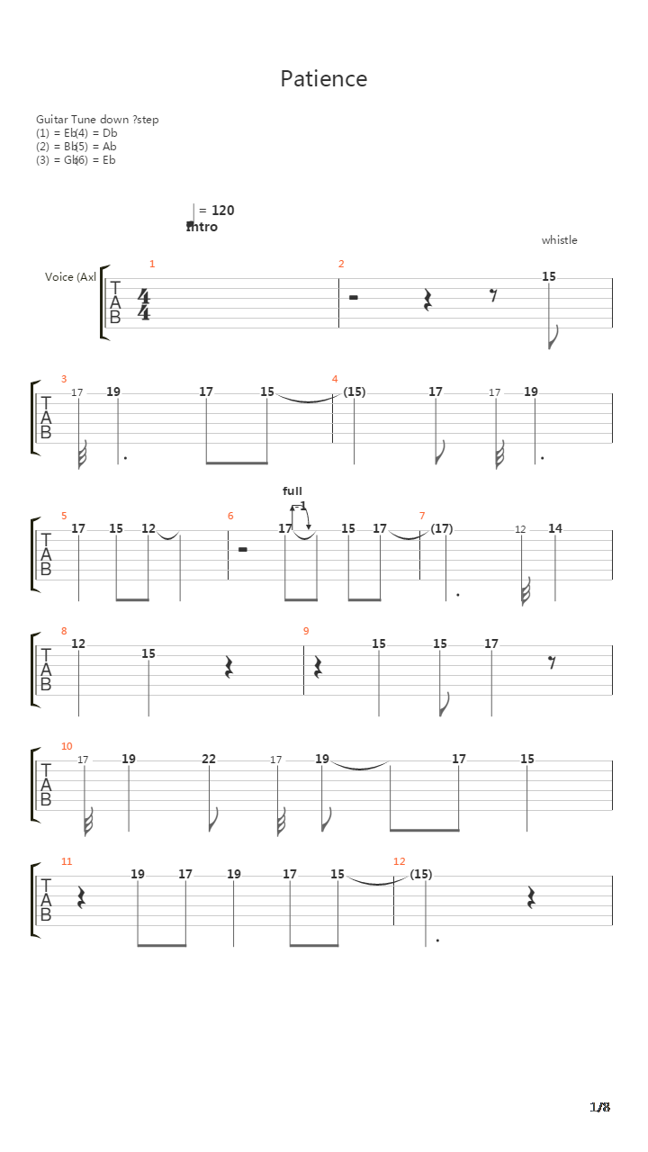 patience吉他谱