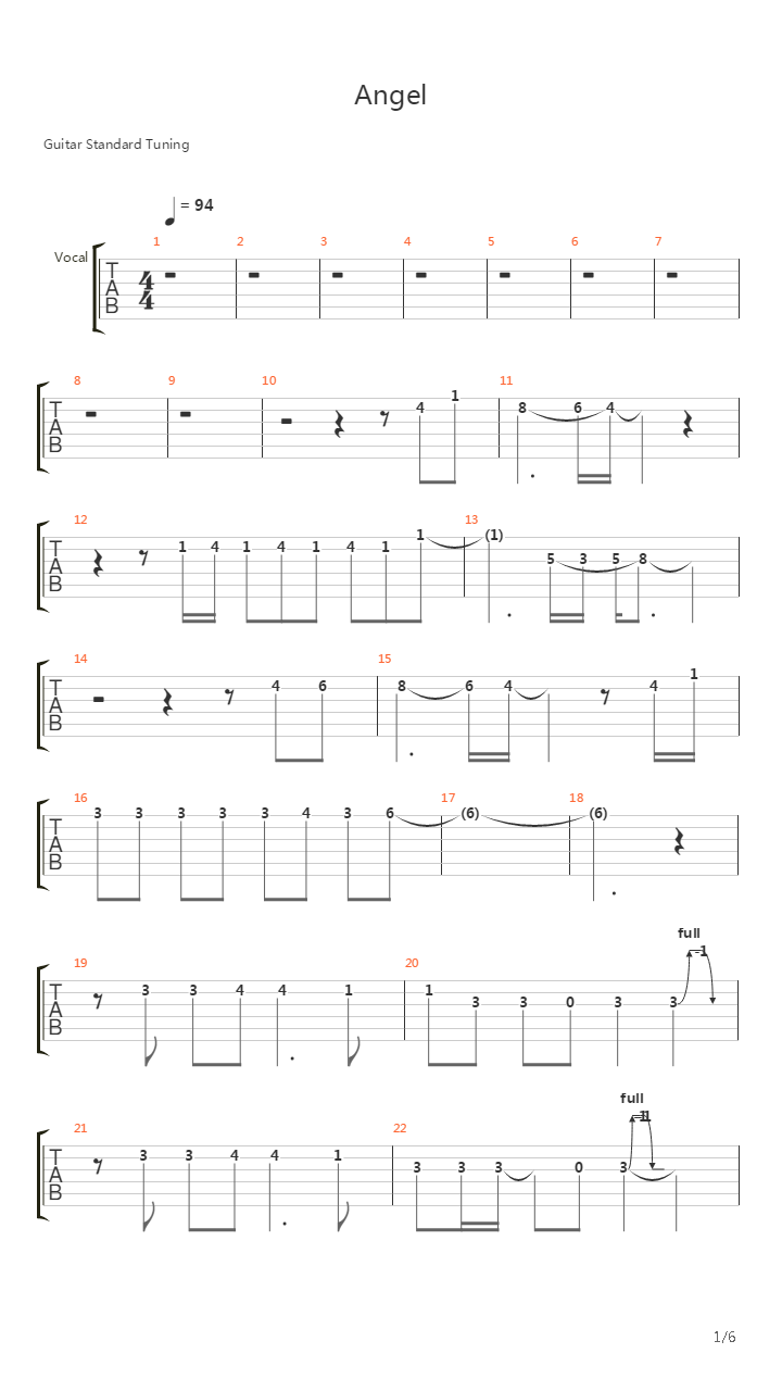 Angel吉他谱