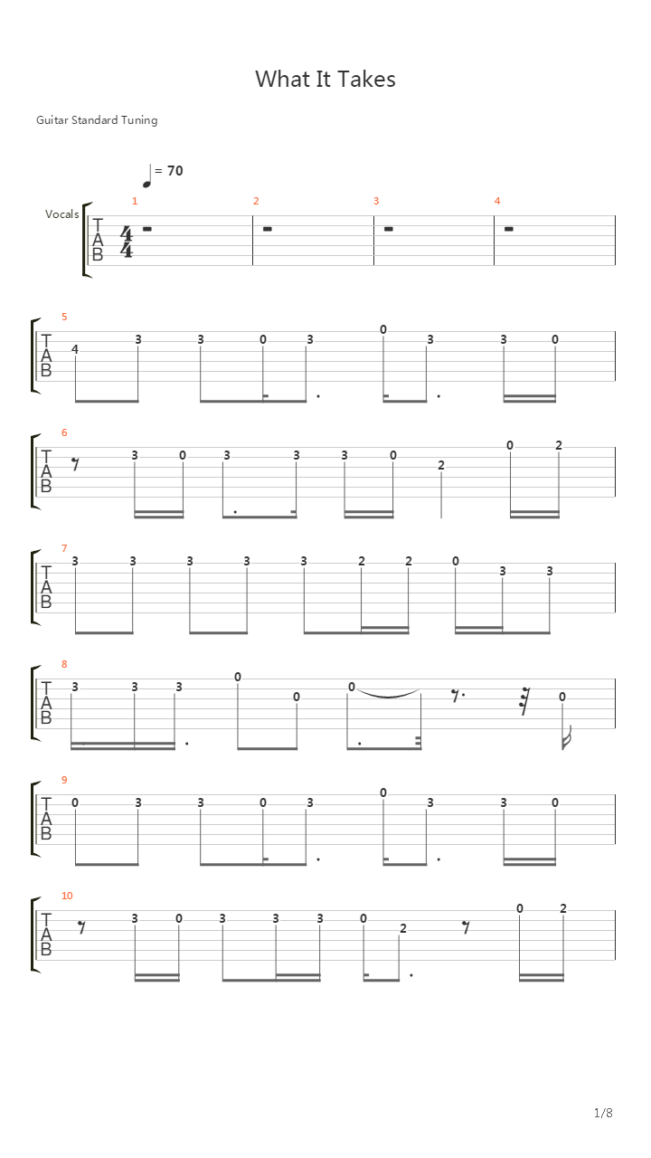 What it takes吉他谱