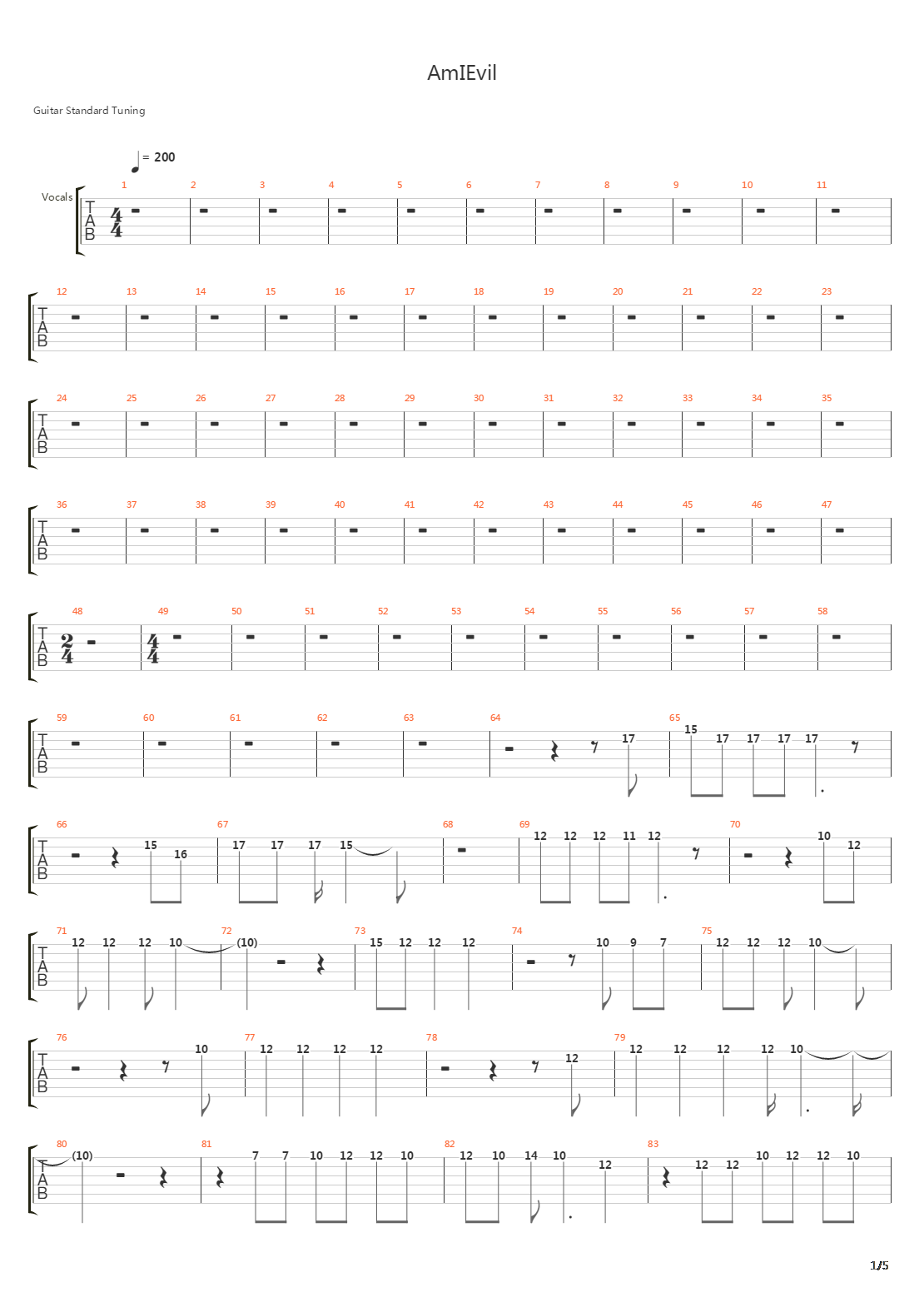 Am I Evil吉他谱