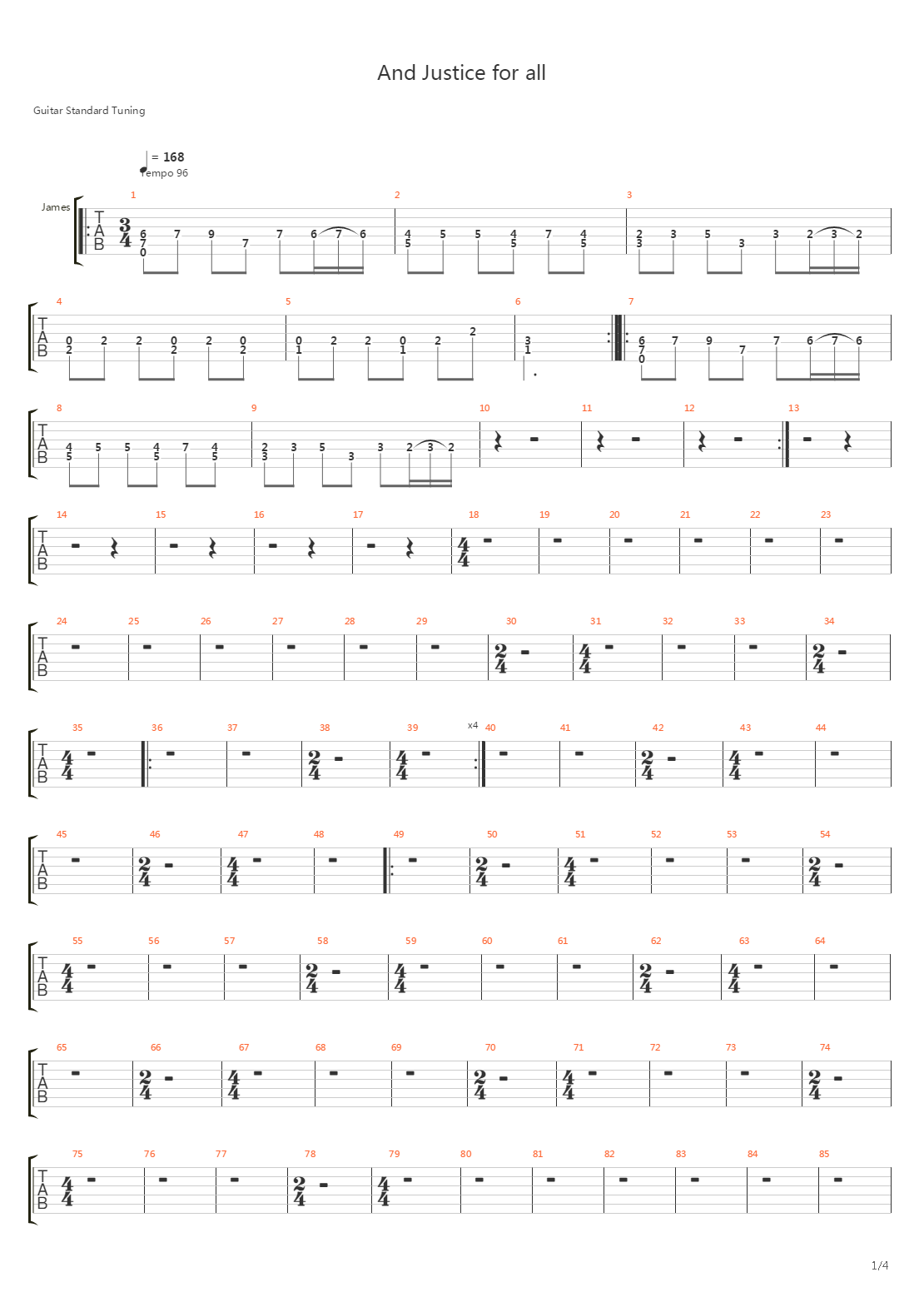 And Justice For All吉他谱