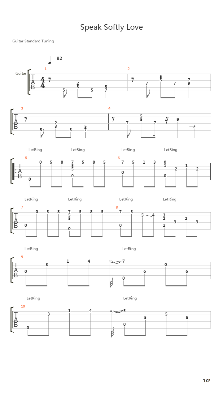 教父 - speak softly love吉他谱