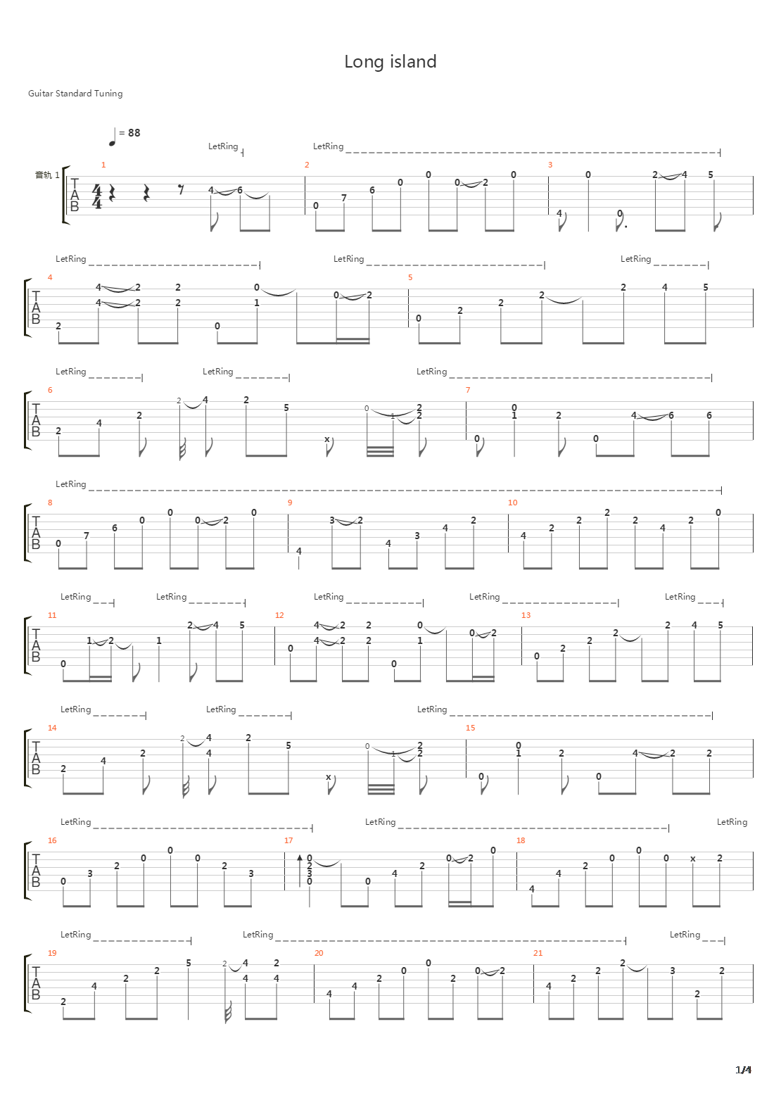 Long island吉他谱