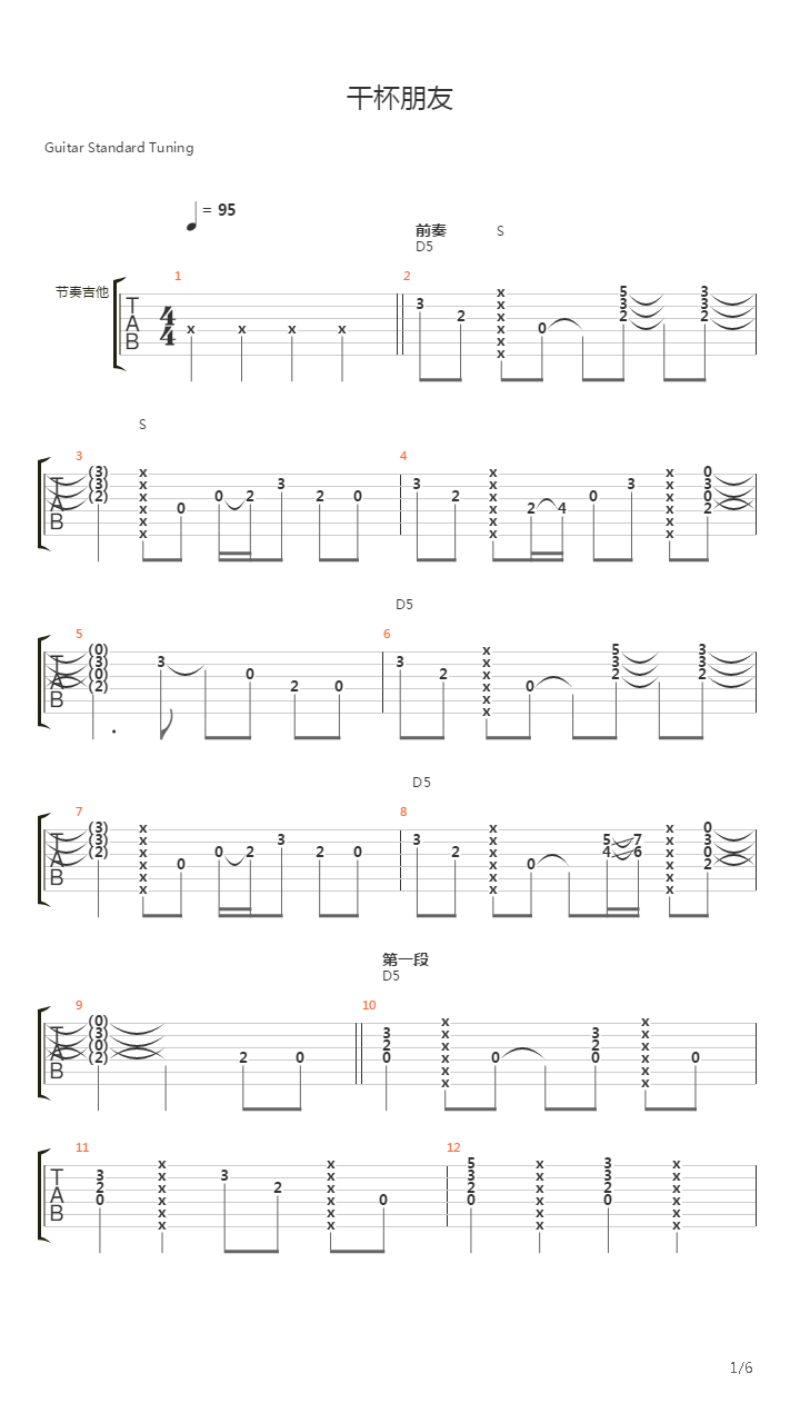 干杯朋友吉他谱