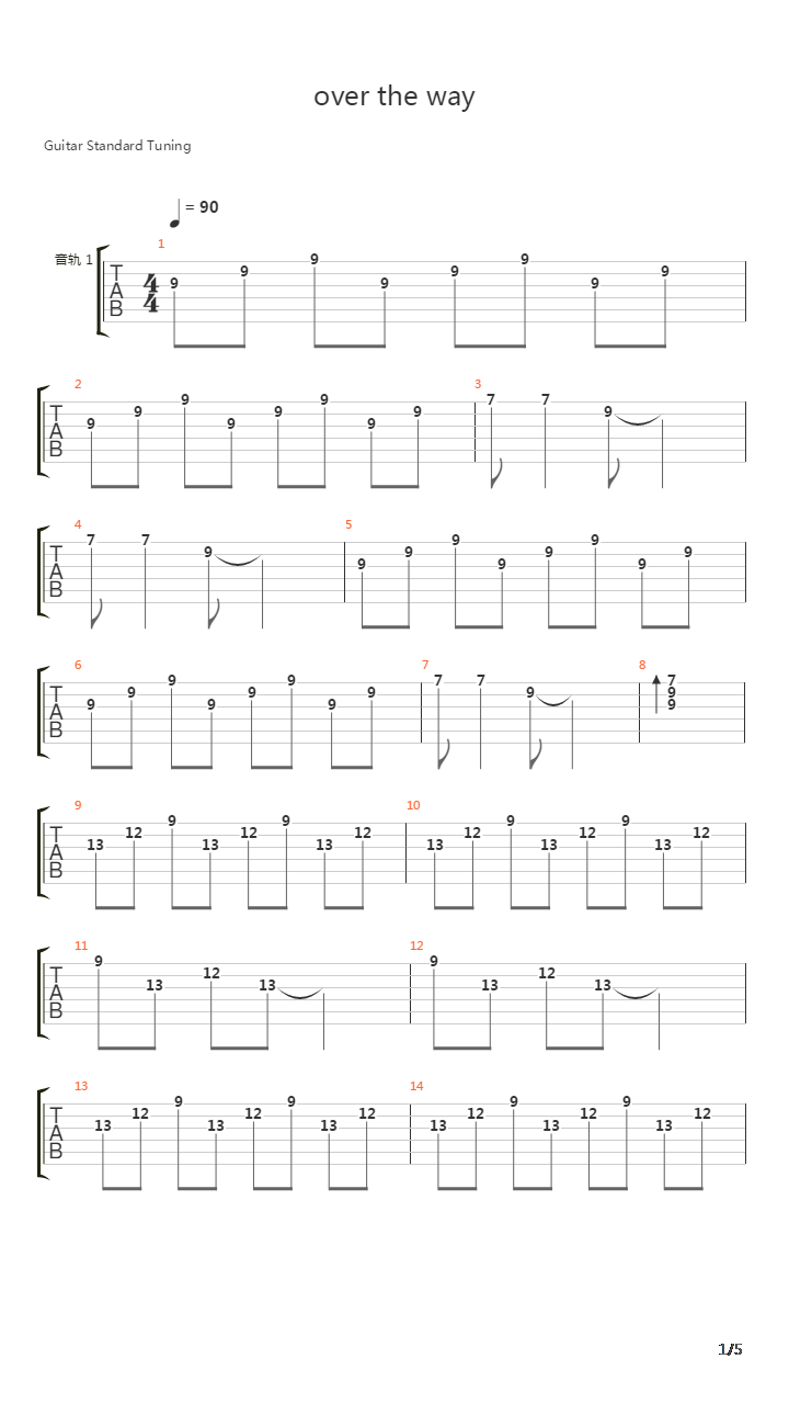 Over the way(探路者广告歌曲)吉他谱