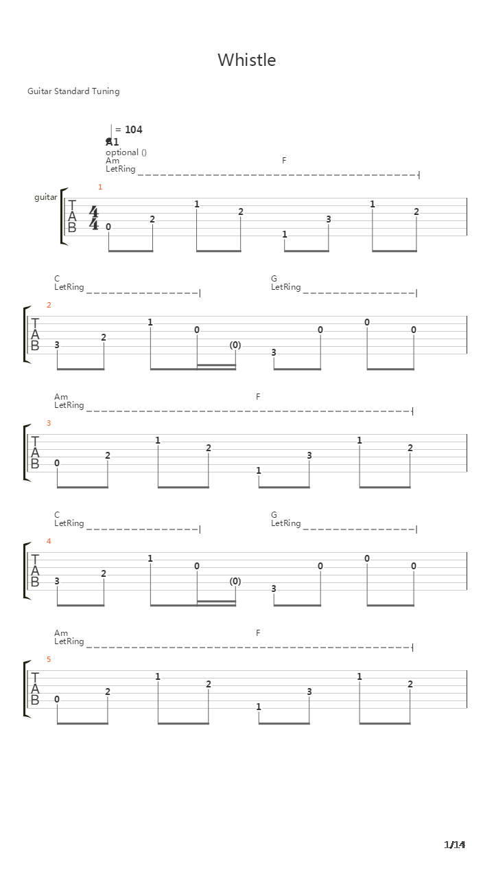 Whistle吉他谱