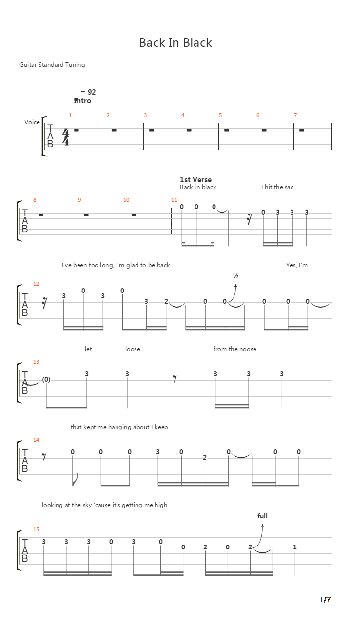 Back In Black吉他谱