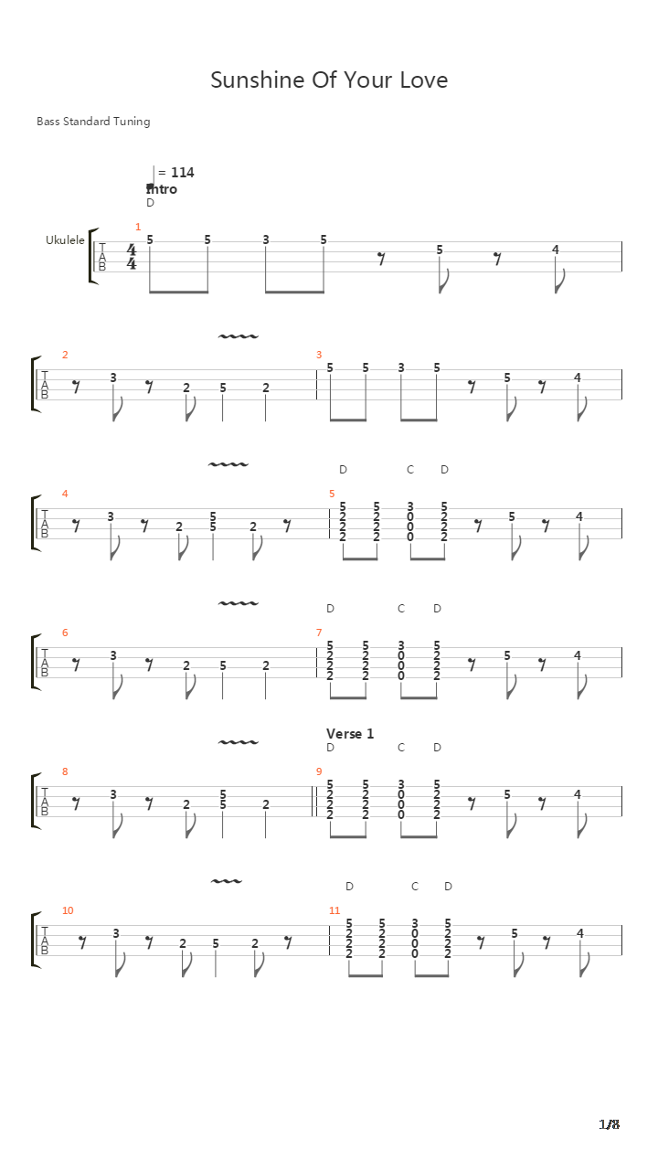 Sunshine Of Your Love吉他谱
