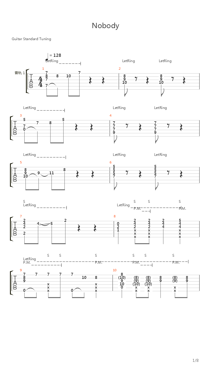 Nobody吉他谱