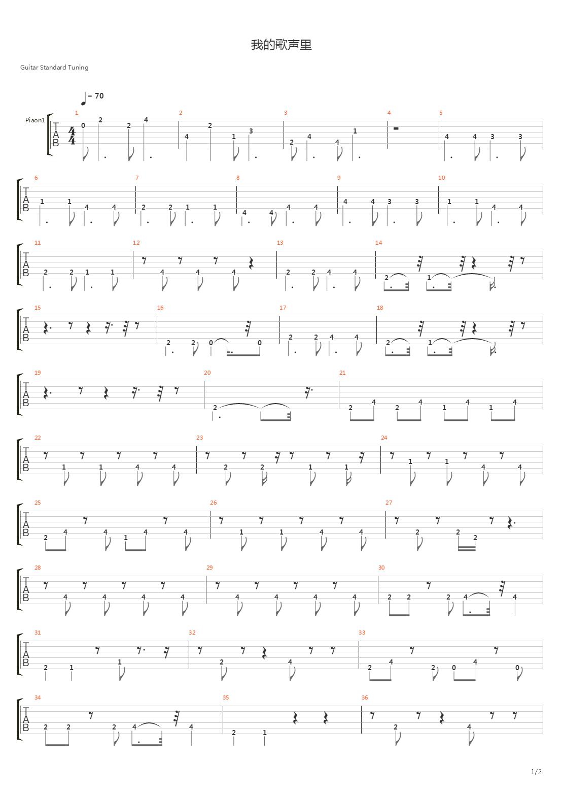 我的歌声里吉他谱