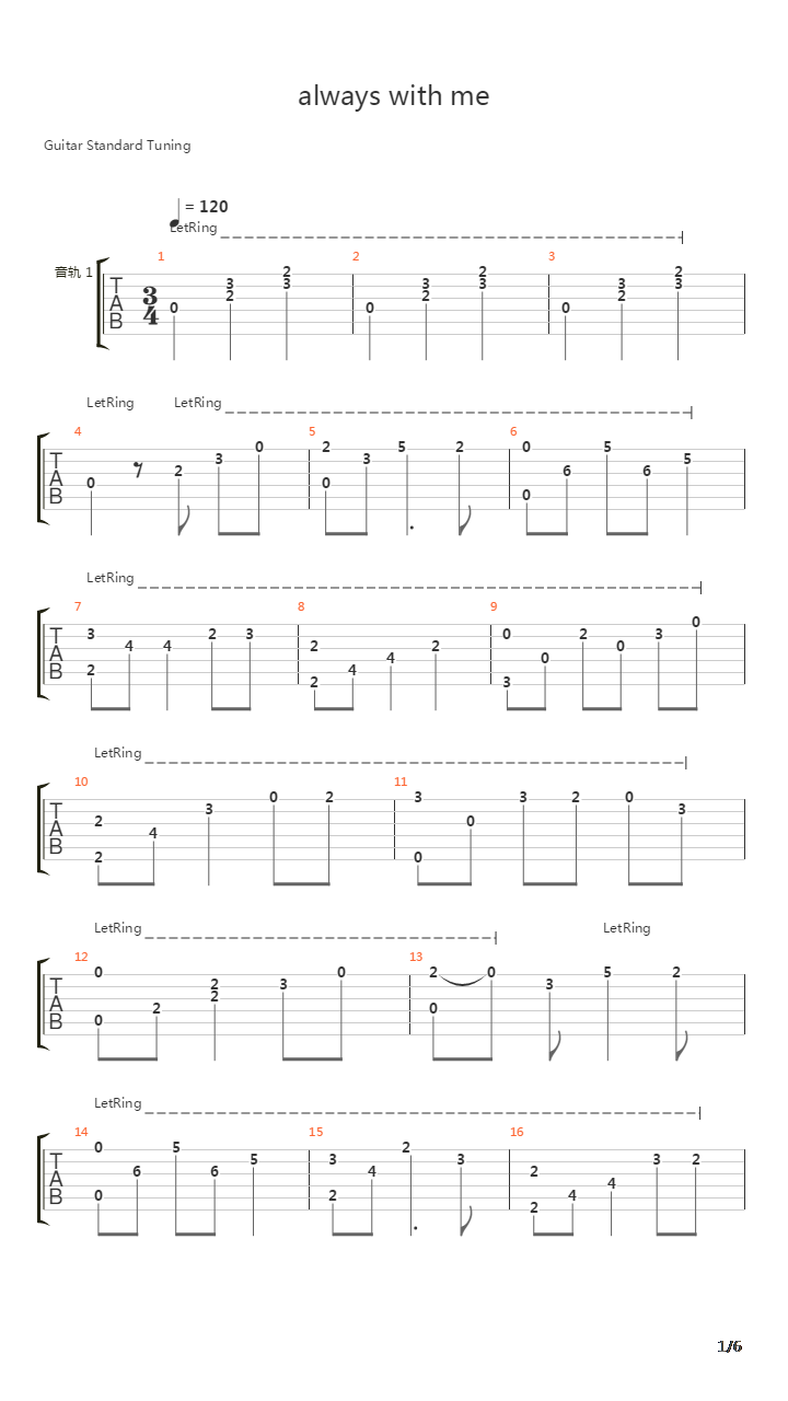 千与千寻 - 与你同在(Always With Me)吉他谱