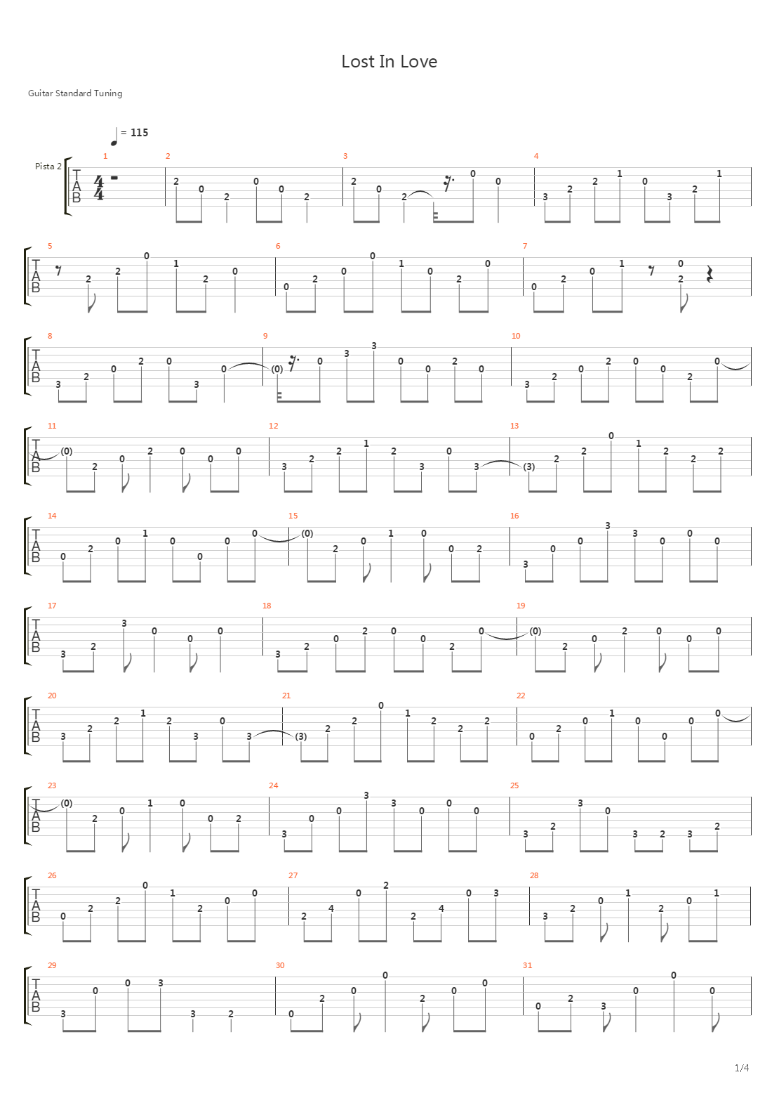 Lost In Love吉他谱