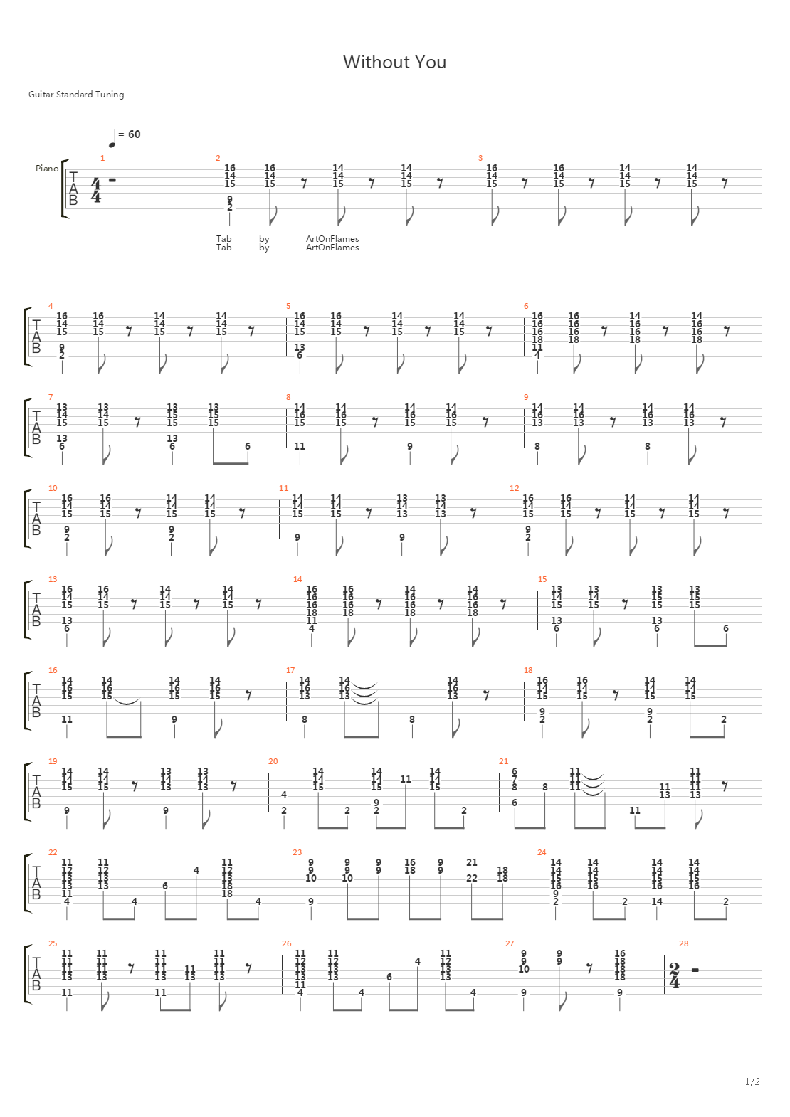 Without You吉他谱