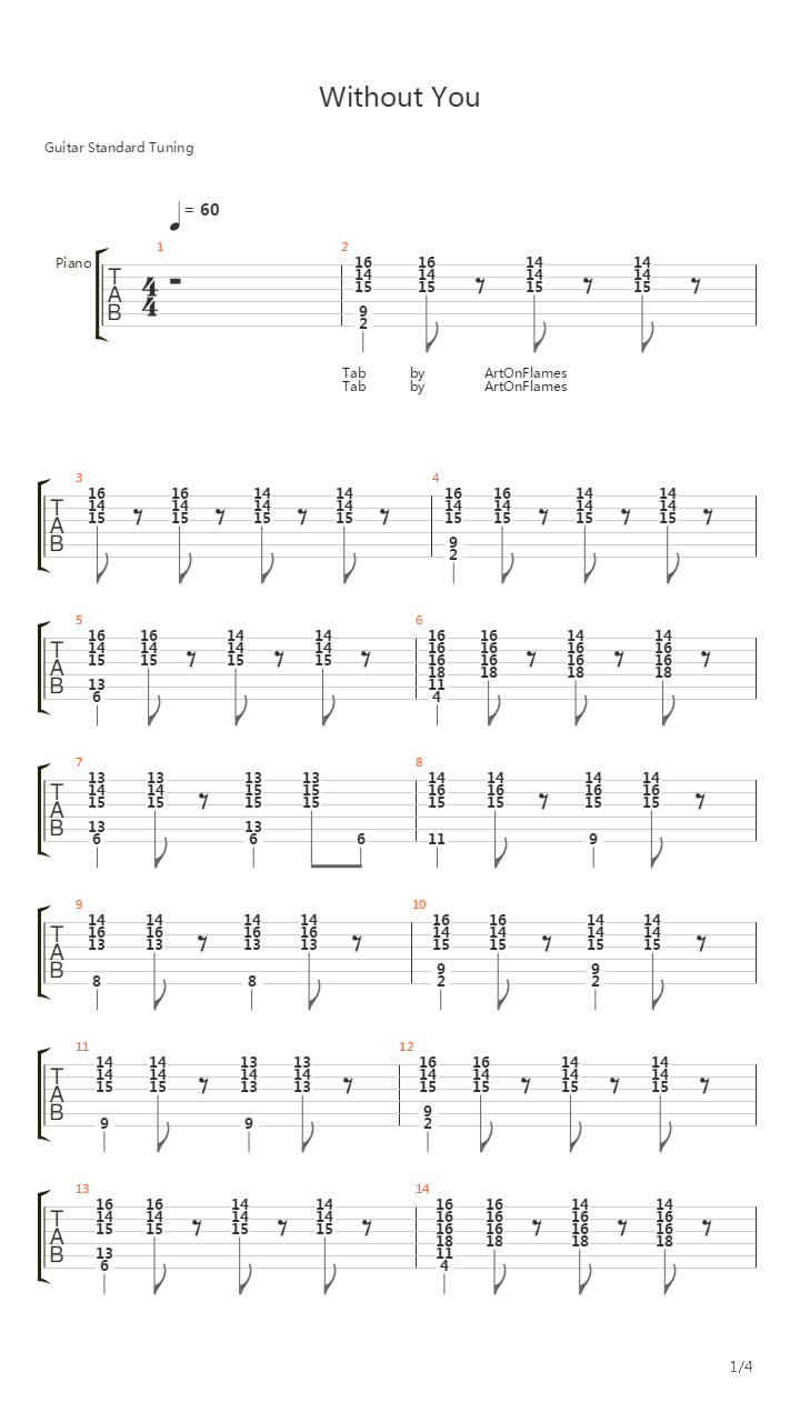Without You吉他谱
