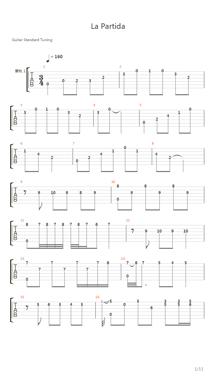 La Partita吉他谱