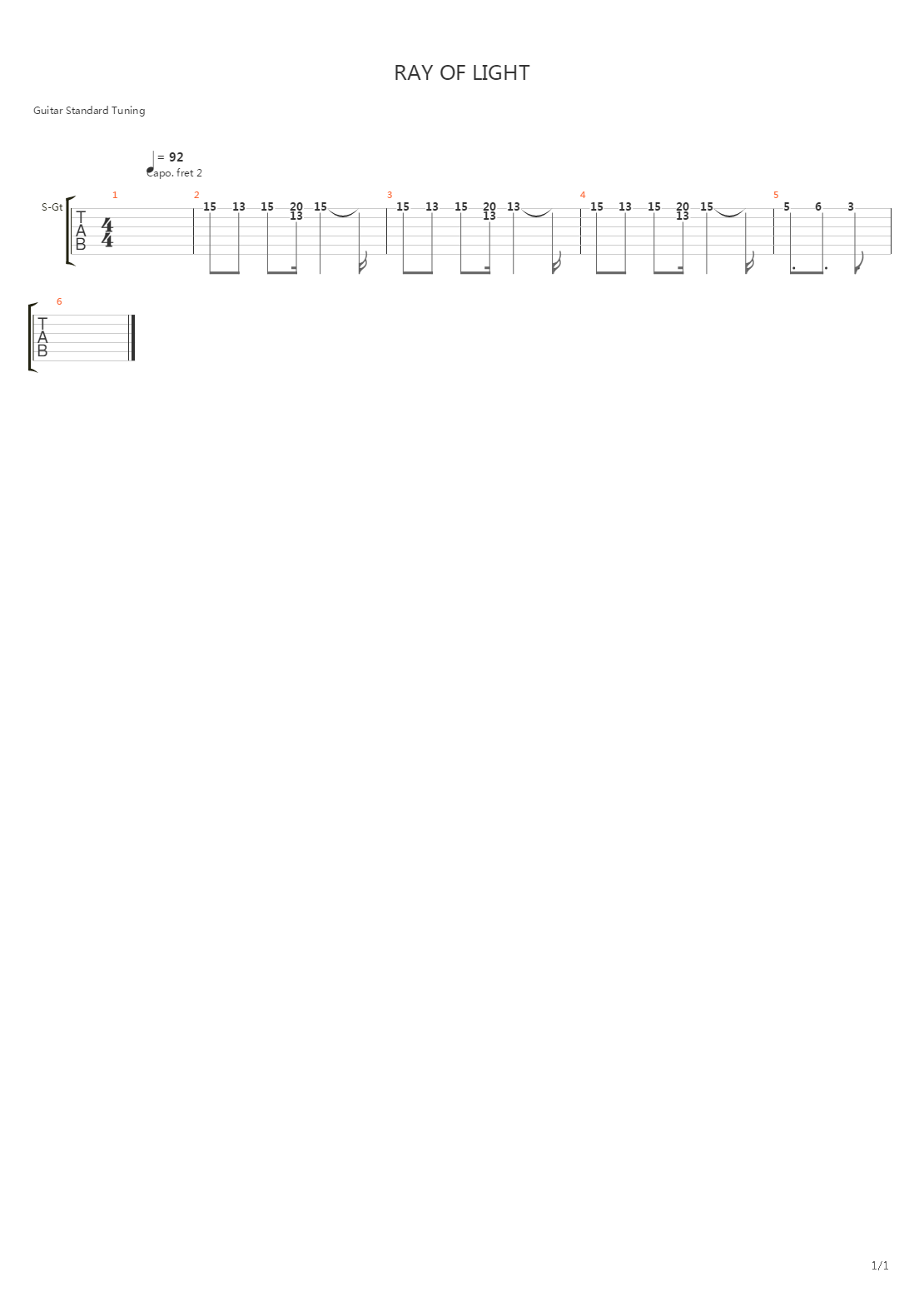 Ray of light吉他谱