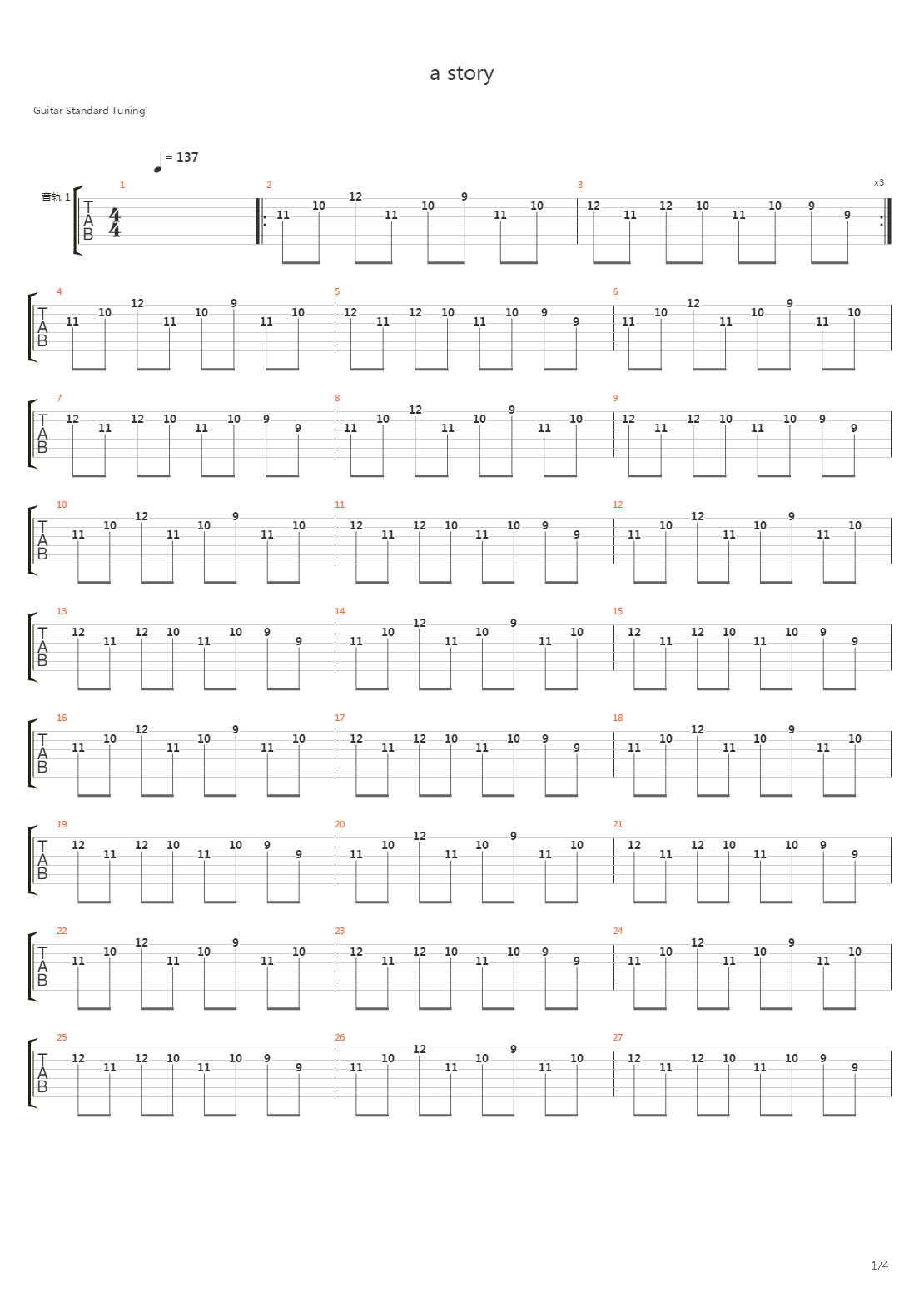 a story吉他谱