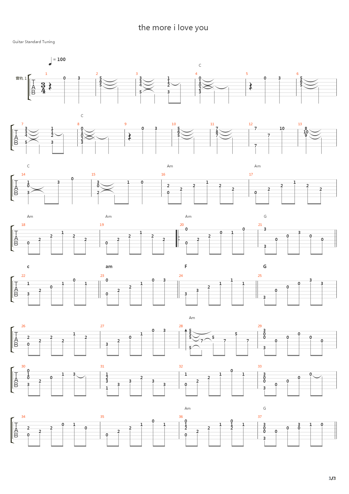 《The Classic》- the more i love you吉他谱