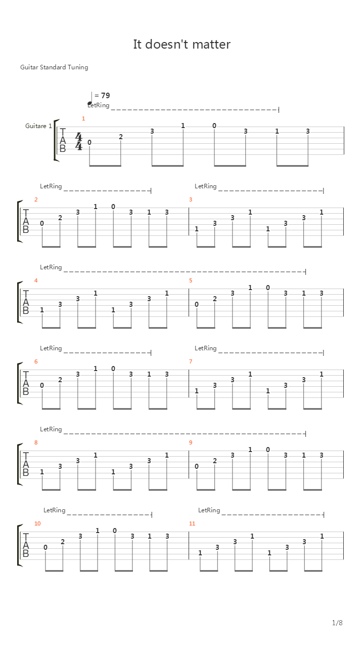 It doesn't matter吉他谱