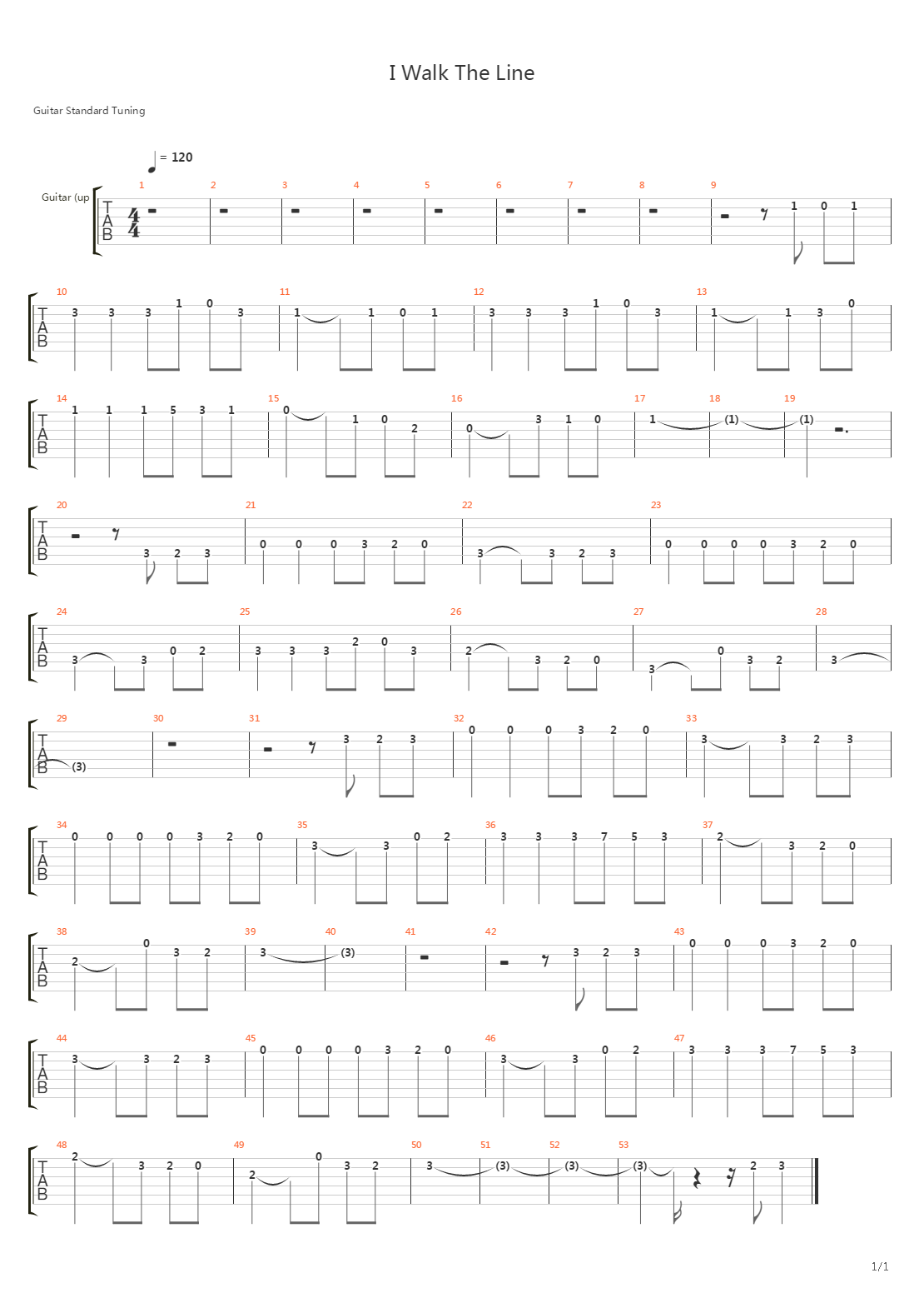I Walk The Line吉他谱