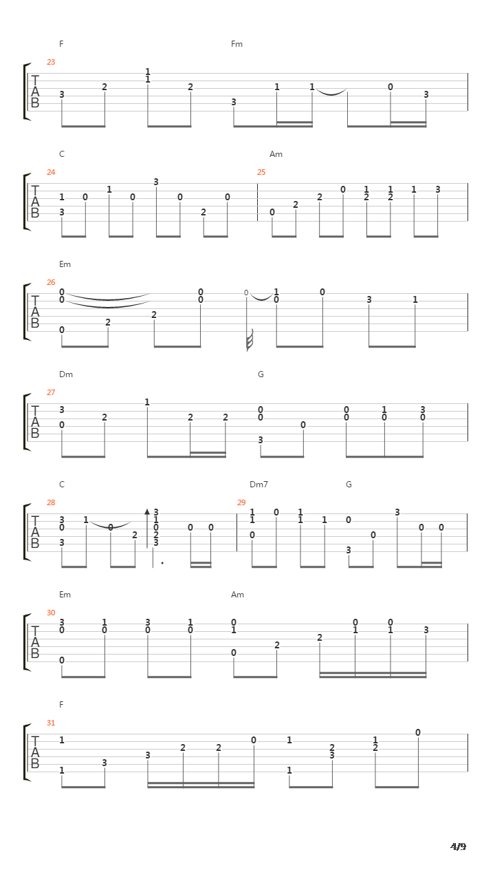 后来吉他谱