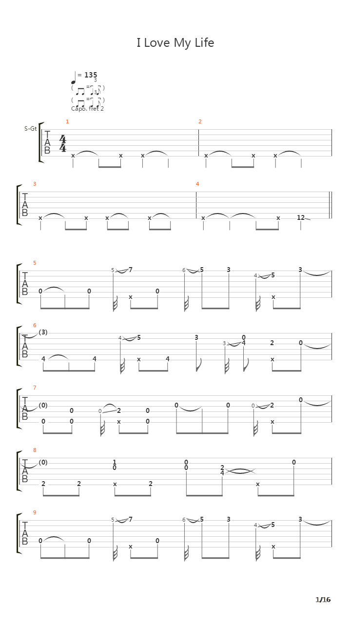 I Love My Life(CGF 2012 冠军)吉他谱