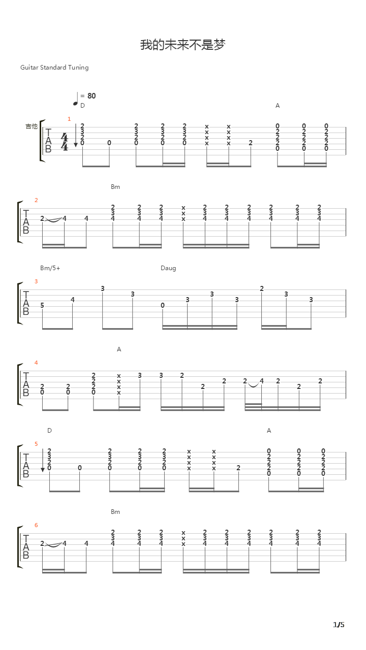 我的未来不是梦吉他谱