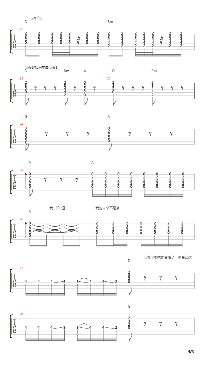 我的未来不是梦吉他谱