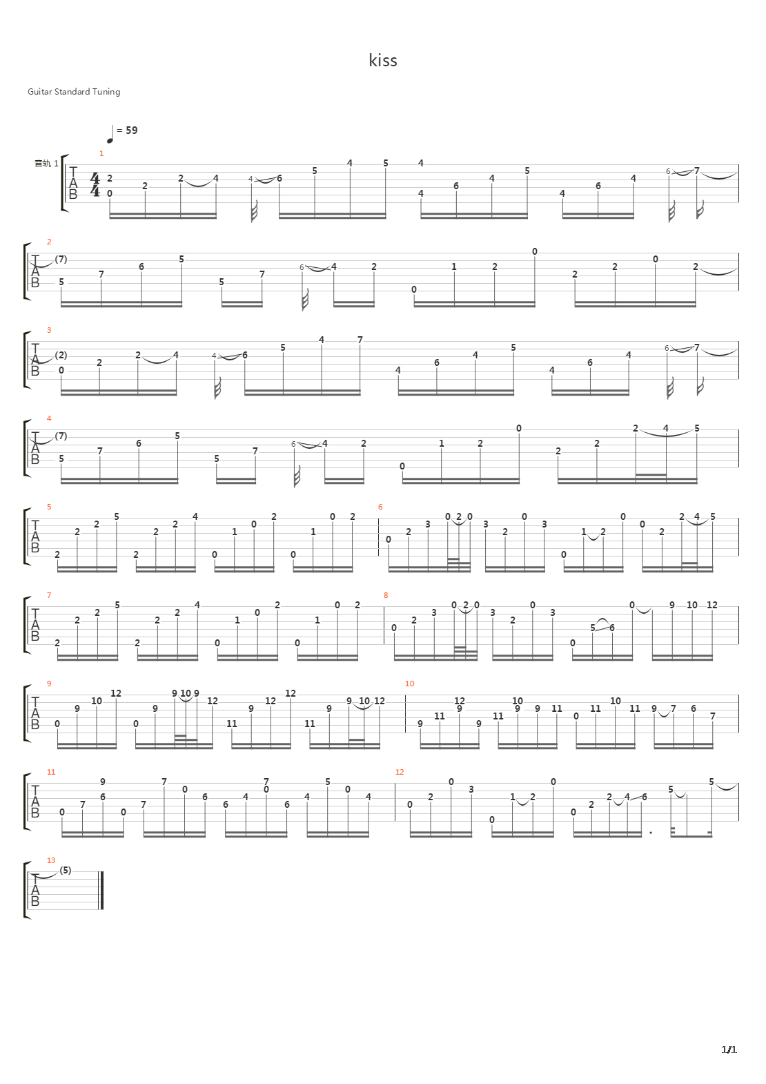 kiss吉他谱