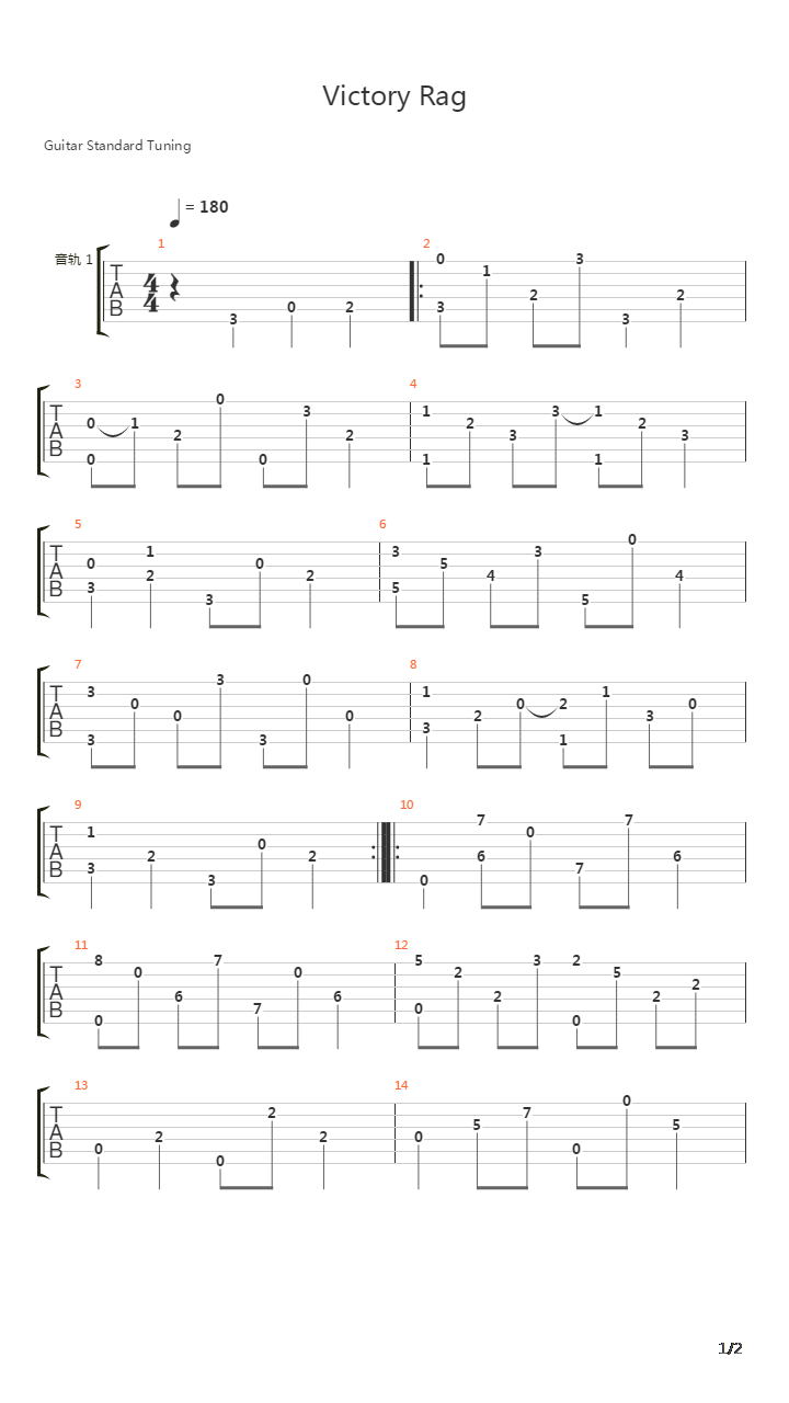 Victory Rag吉他谱