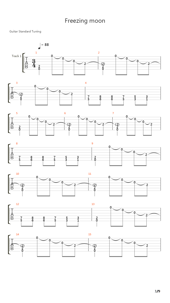 Freezing Moon吉他谱
