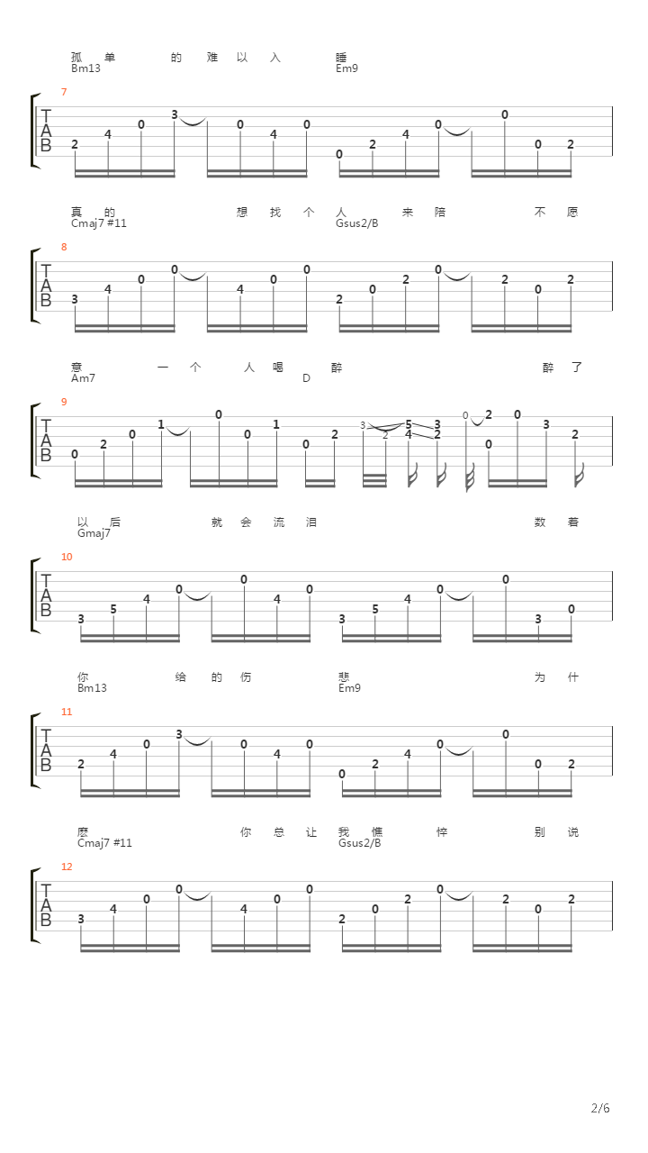 别说我的眼泪你无所谓吉他谱