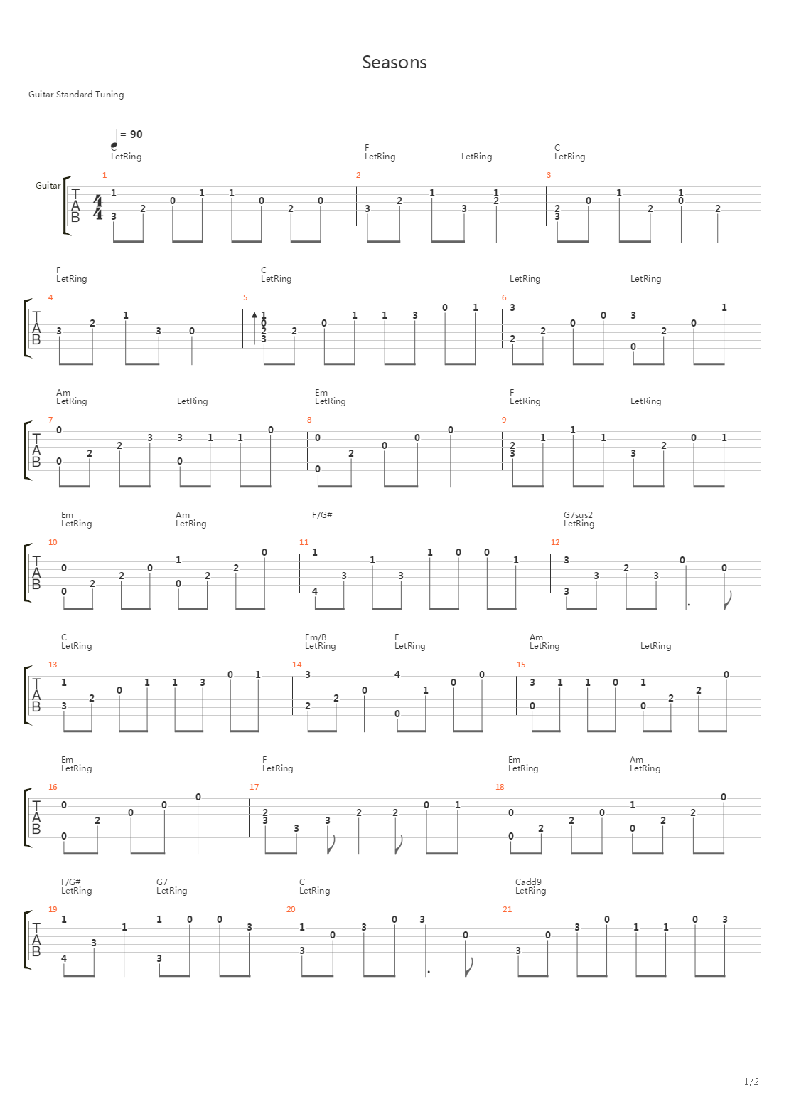 Мもくみ OST- Seasons吉他谱