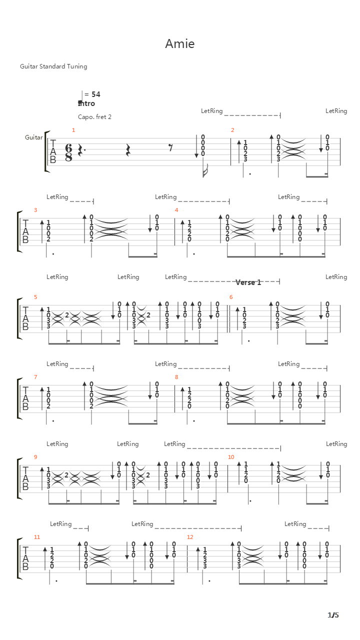 Amie吉他谱