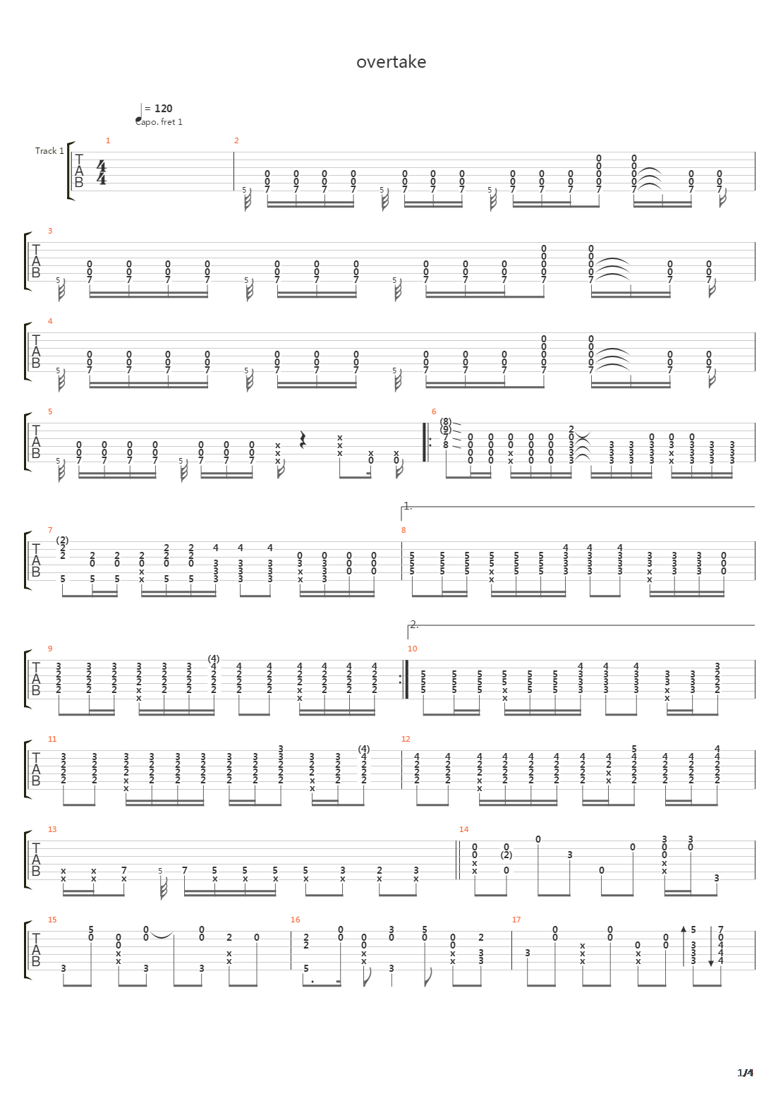 Overtake吉他谱