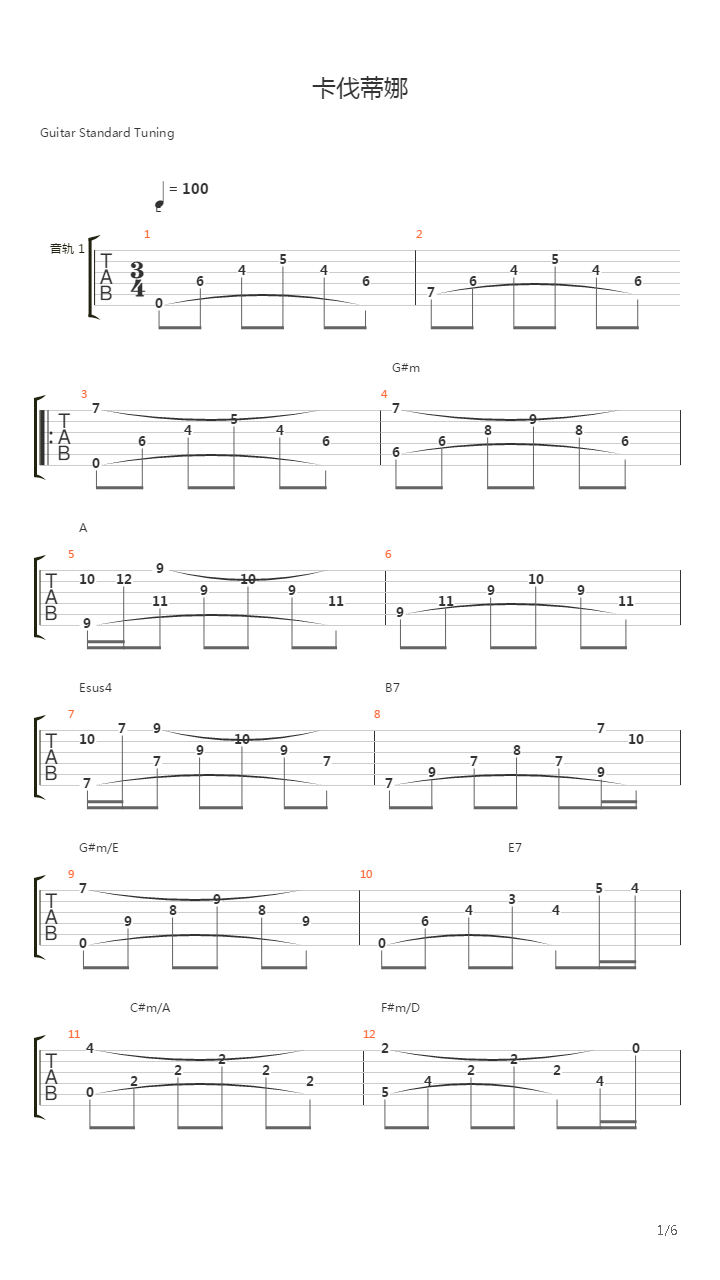 Cavatina(卡伐蒂娜)吉他谱