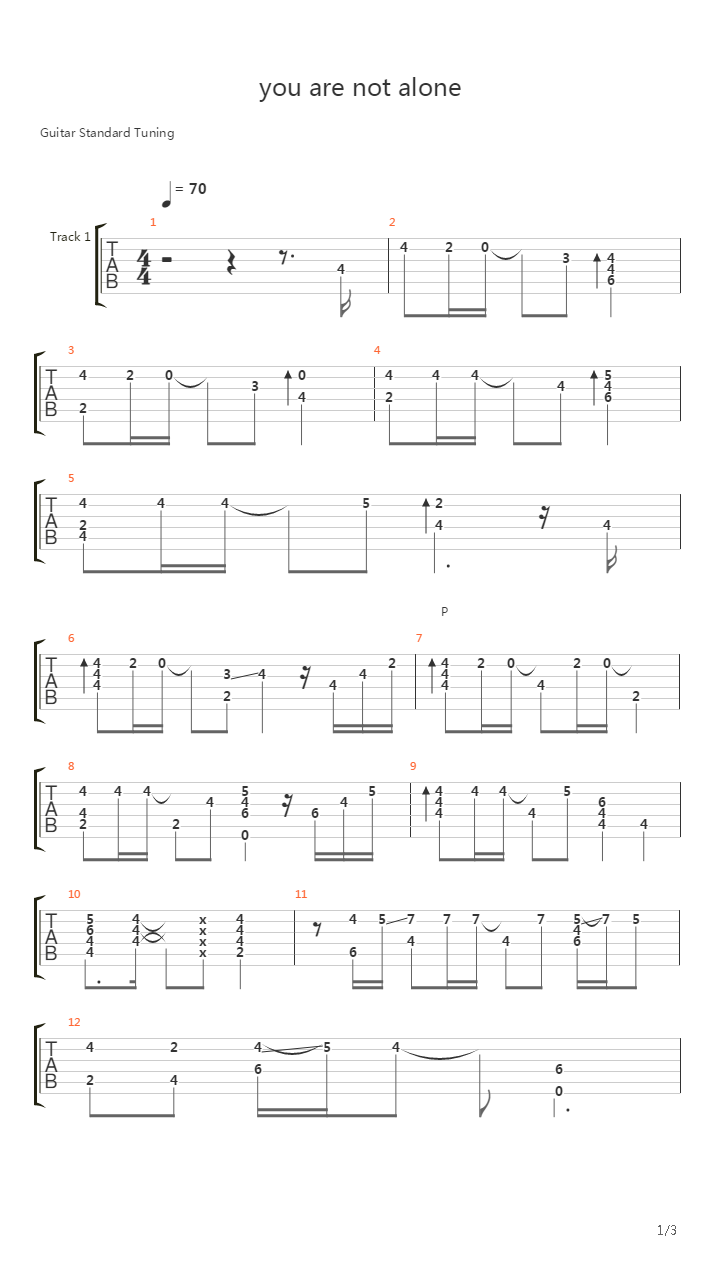 You Are Not Alone吉他谱