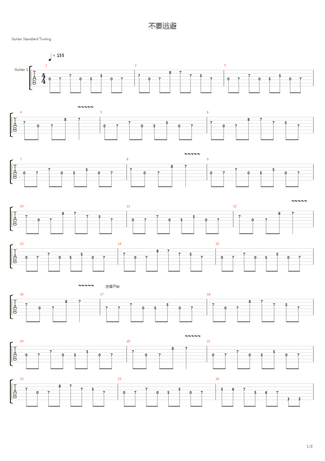 不要逃避吉他谱