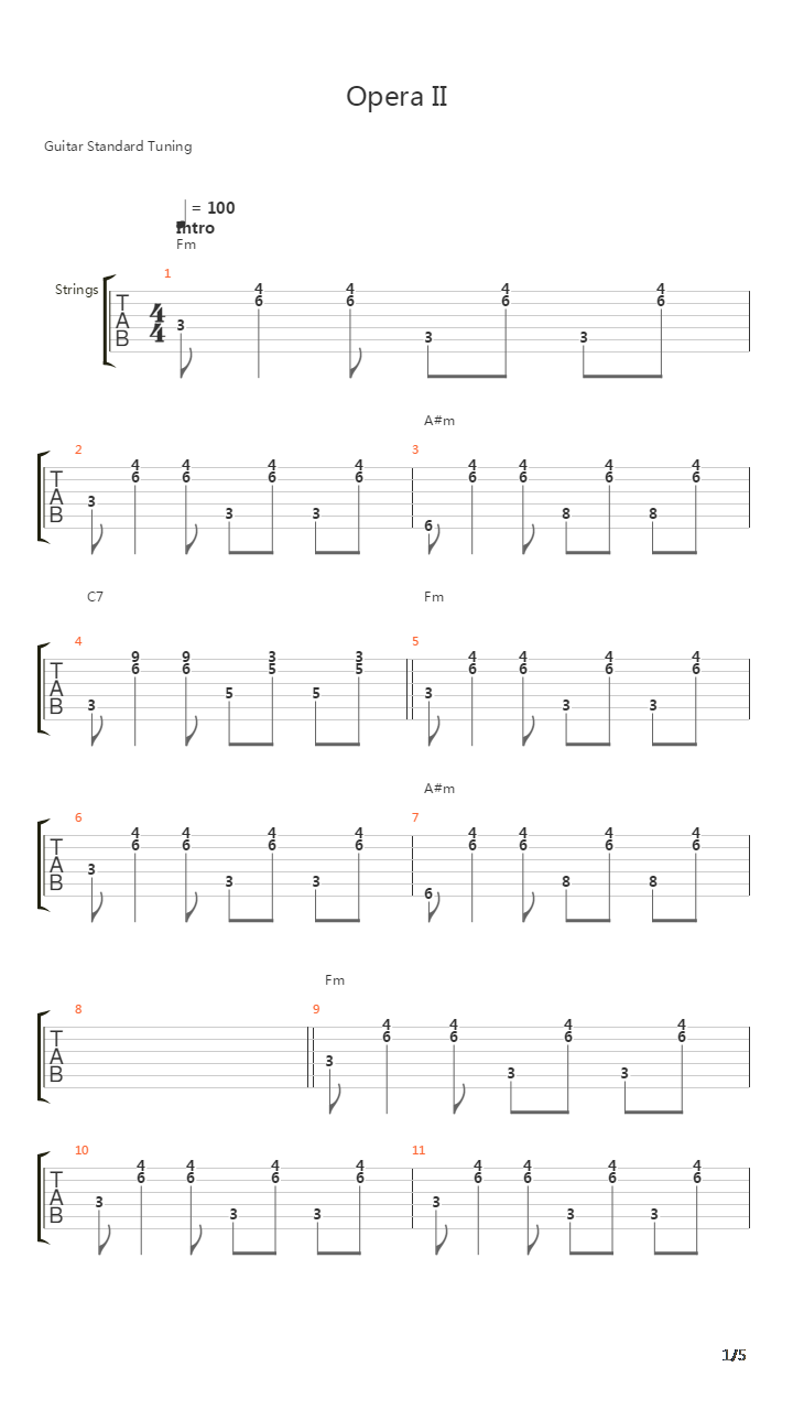 Opera 2吉他谱