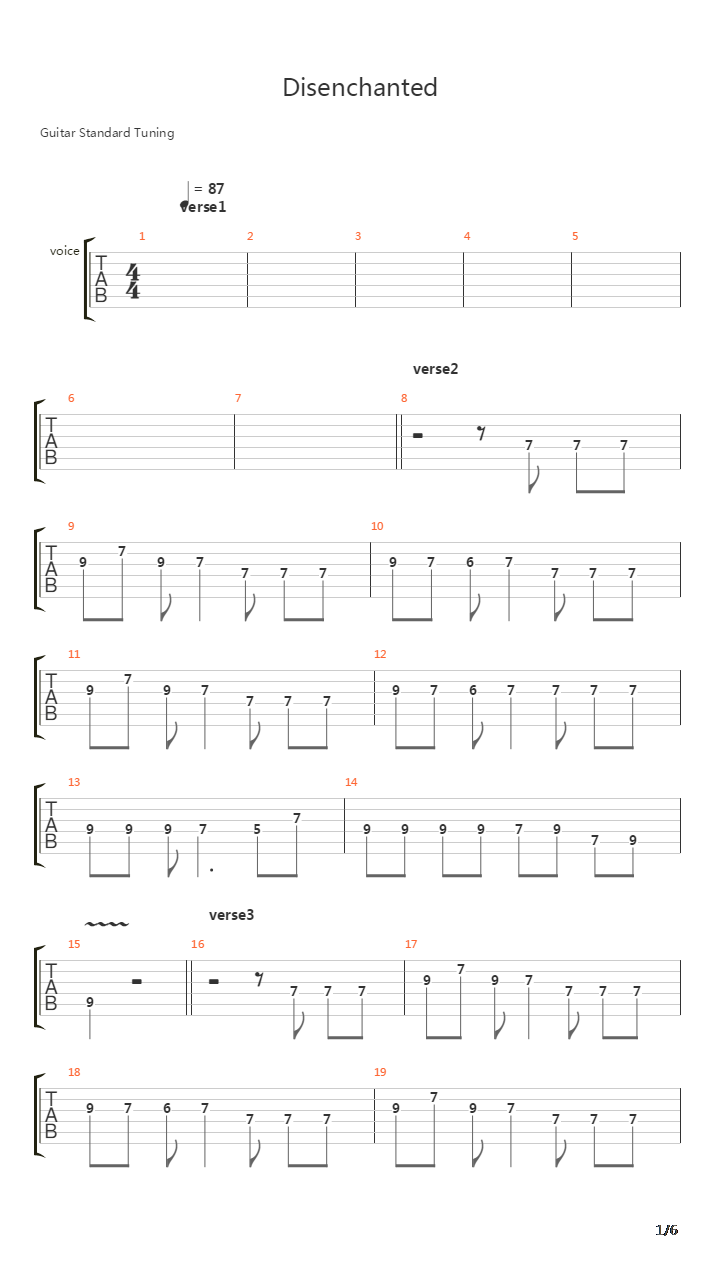 Disenchanted吉他谱