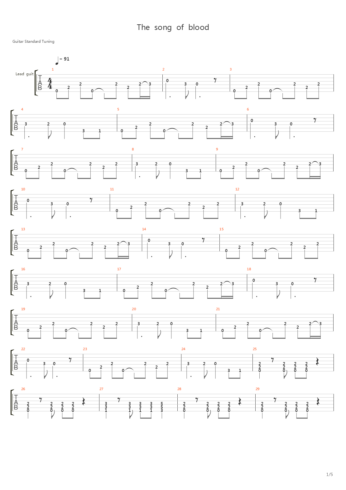 The song of blood吉他谱