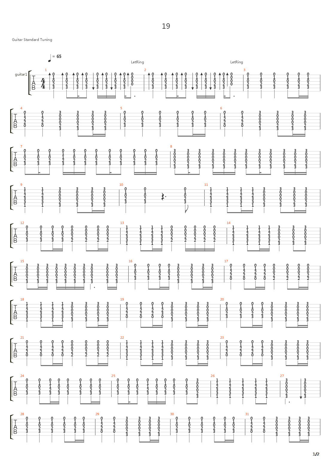 19吉他谱