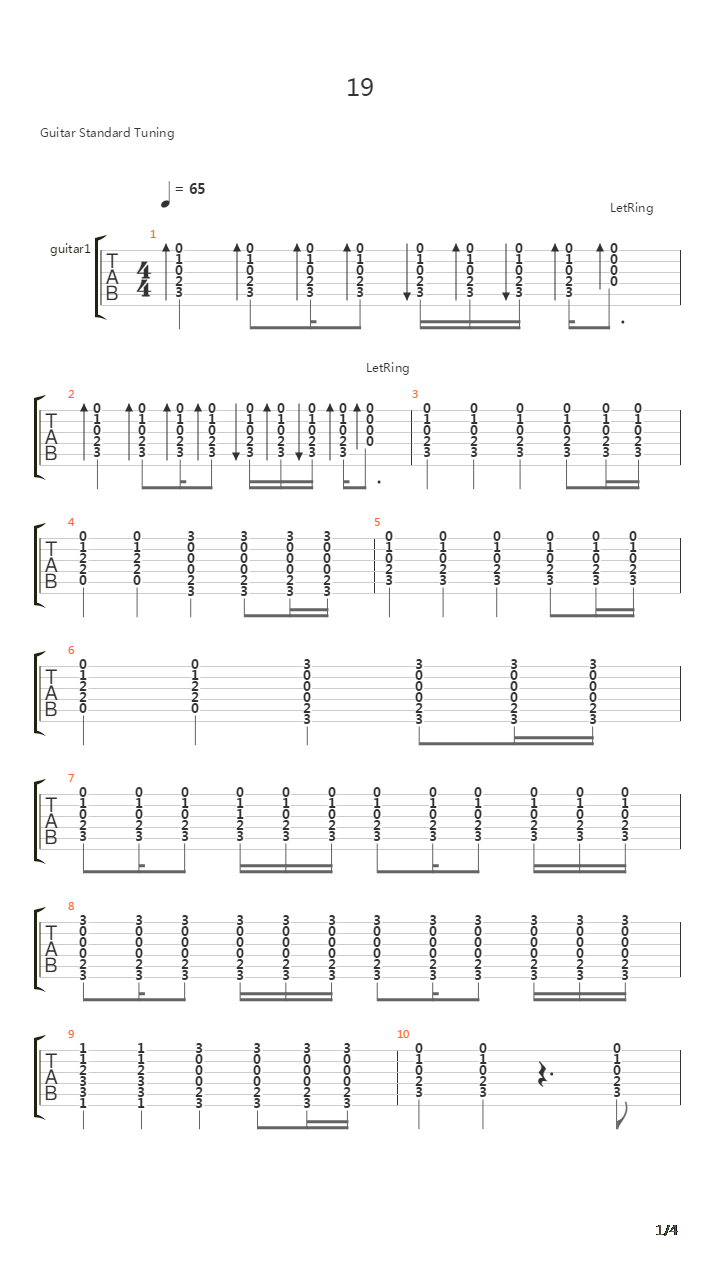 19吉他谱