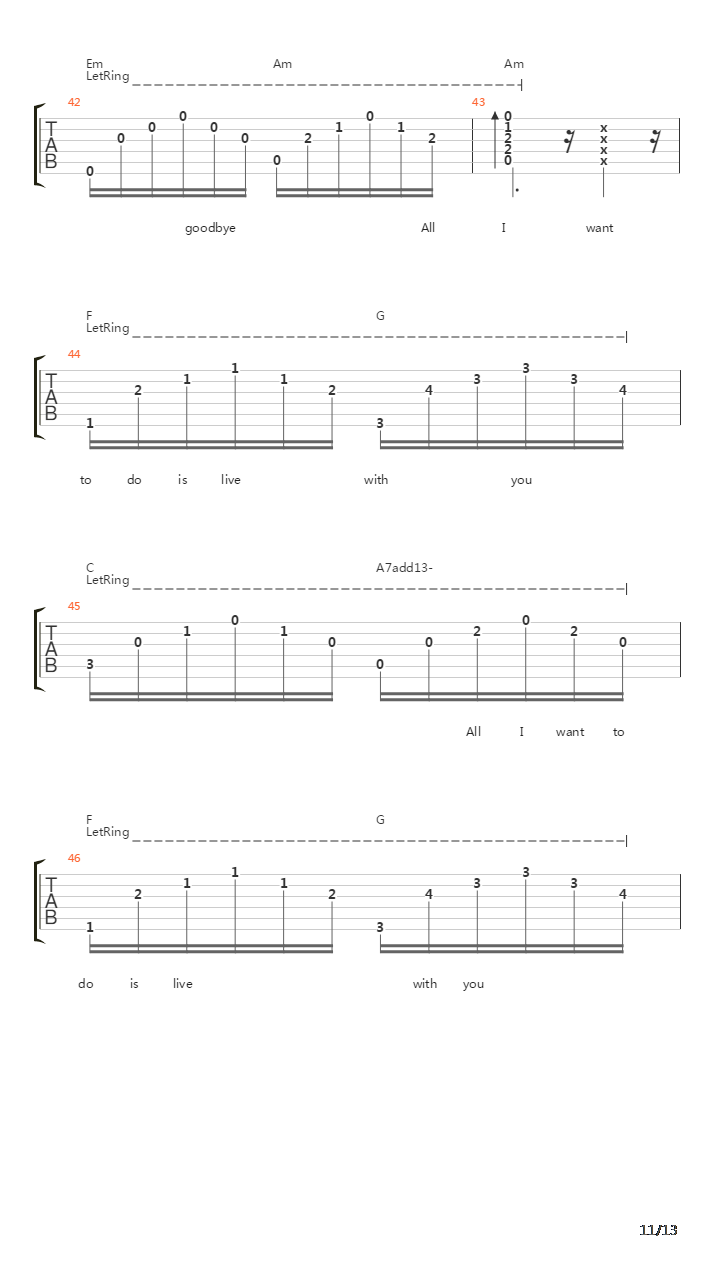 I Don't Want to Say Goodbye吉他谱