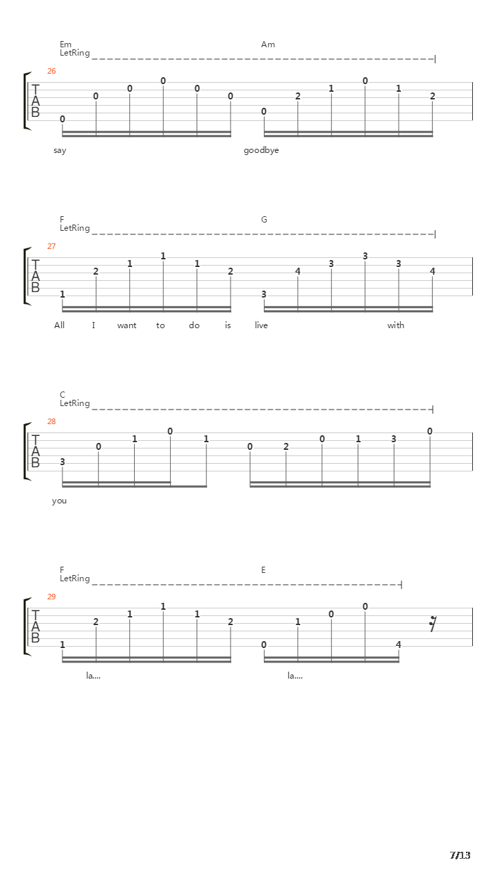 I Don't Want to Say Goodbye吉他谱